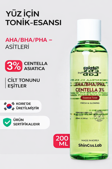SHINCOS.LAB AHA/BHA/PHA CENTELLA 3% ESSENCE TONER 200ml